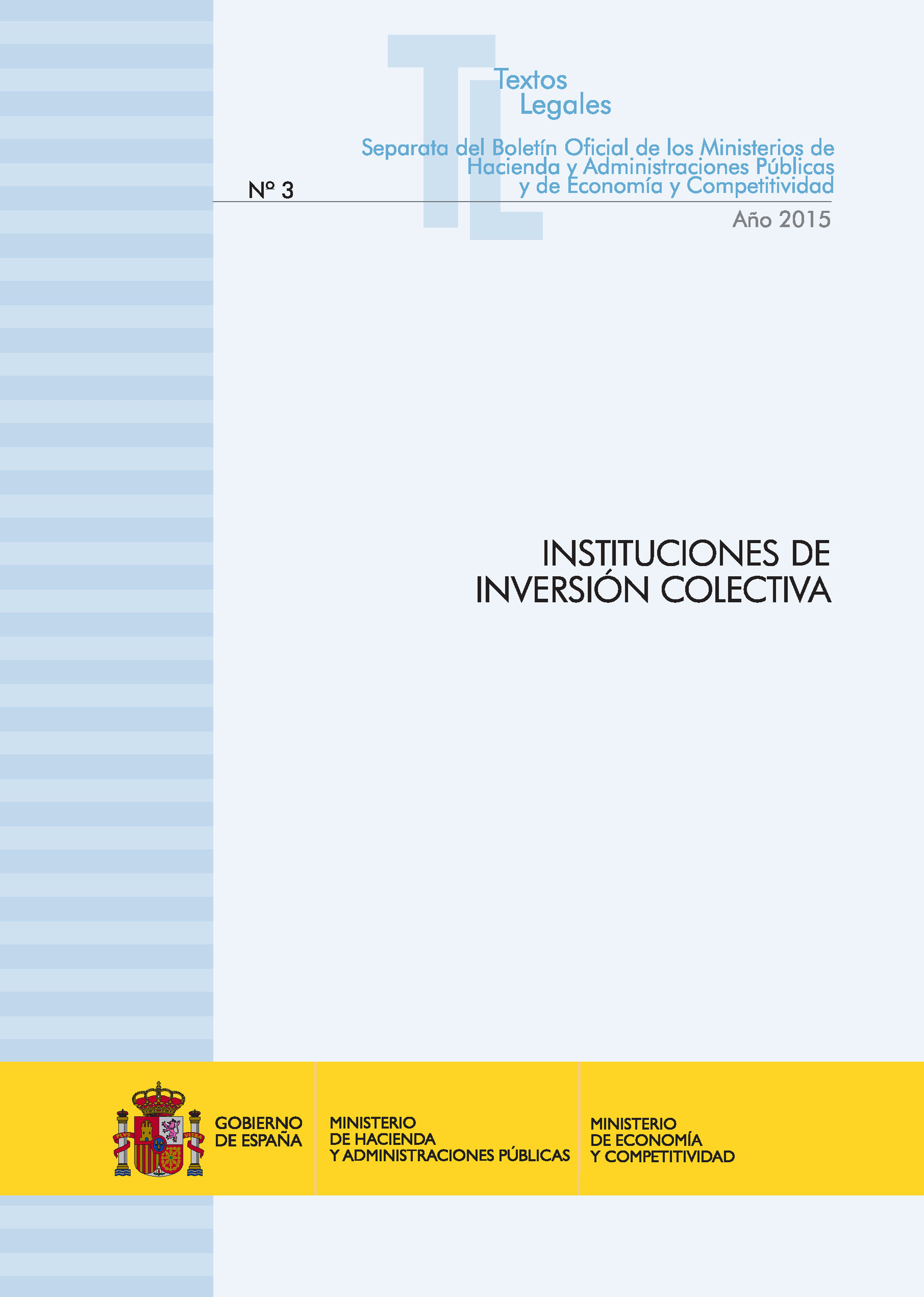 Portada del libro: INSTITUCIONES DE INVERSION COLECTIVA Año 2015 Libro-e